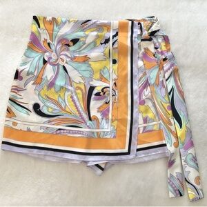 Zara Multicolor Abstract Wrap Skirt